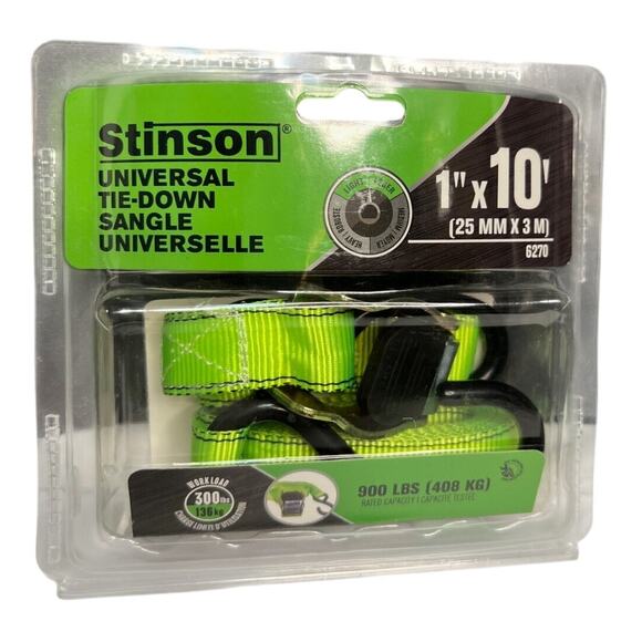 STINSON Universal Tie-Down 900lbs Capacity Weight 1" x 10' Green 406270 NIP! - Picture 1 of 3